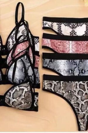 Snake-print lingerie set