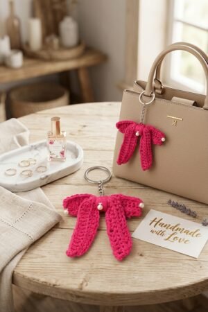 ✨ Handcrafted Crochet Bow Keychains – Aesthetic Bag Charms & Accessories