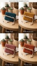 ✨ Hand-Crocheted Envelope Pouch with Heart Accent – Cozy & Chic